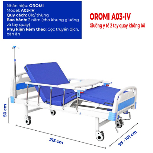 Giường y tế 2 tay quay Oromi A03-IV Giường y tế 2 tay quay Oromi A03-IV
